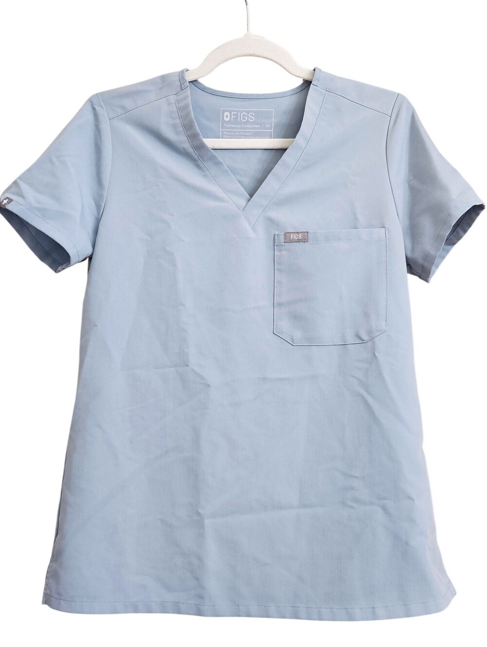 Figs Scrubs Pocket V Neck Short Sleeve Shirt Technical Collection Slate Blue XS
